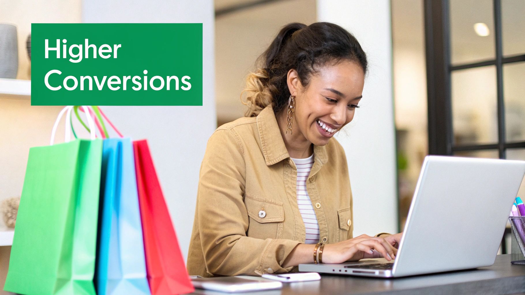 A bar graph showing upward growth, symbolizing increased ROI from audience segmentation.