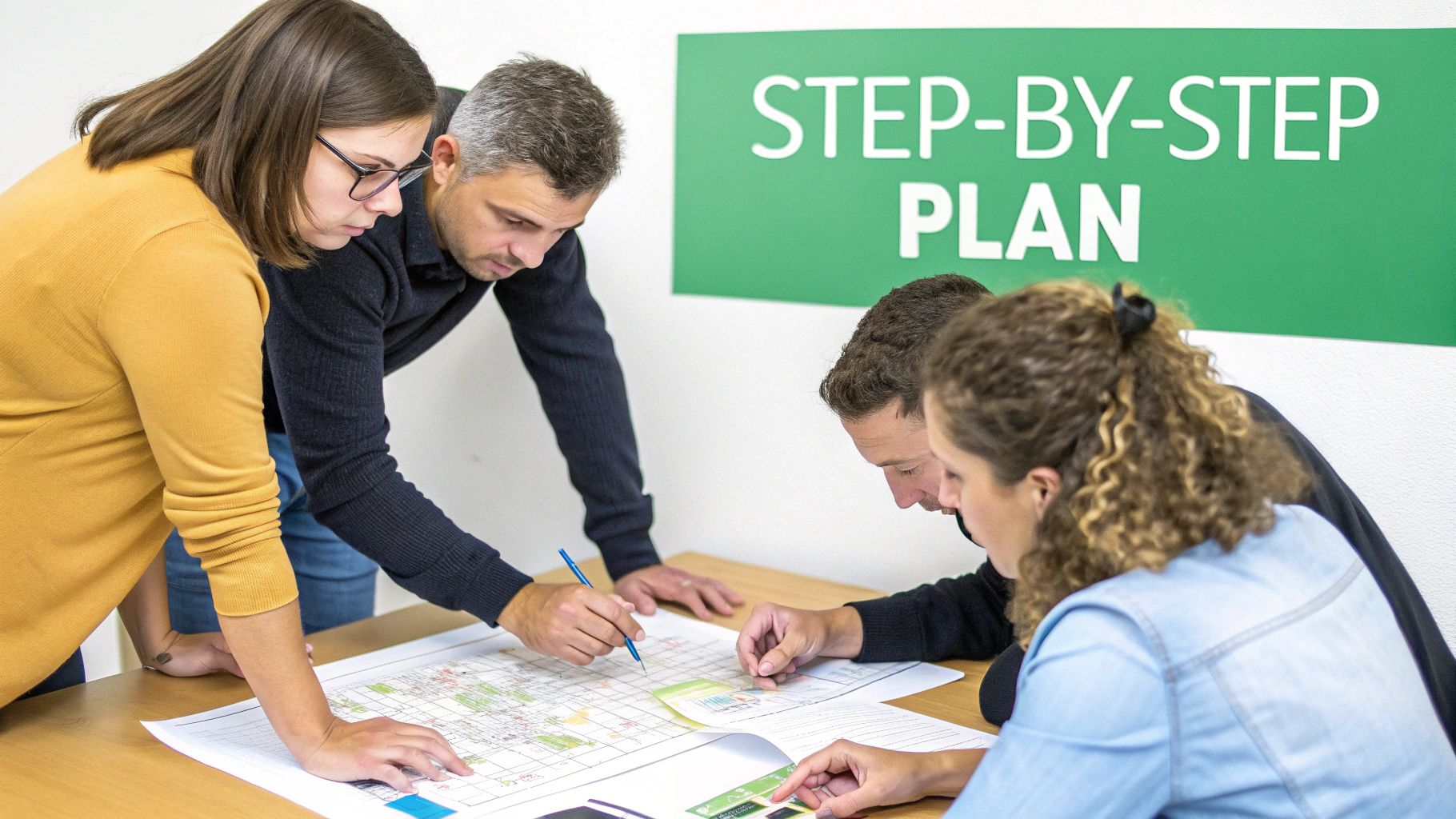 A person strategically planning the implementation of a conversational intelligence platform on a whiteboard.