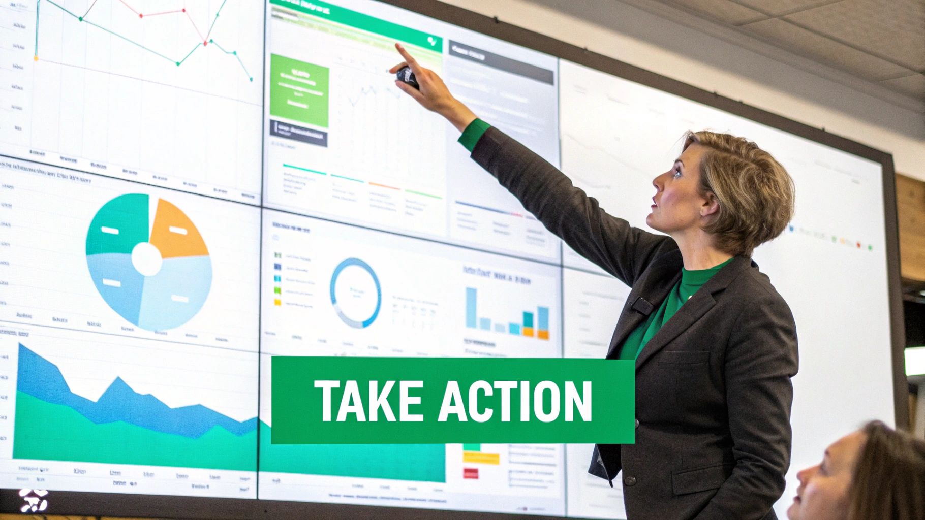 A team collaborating around a table with customer profiles and charts