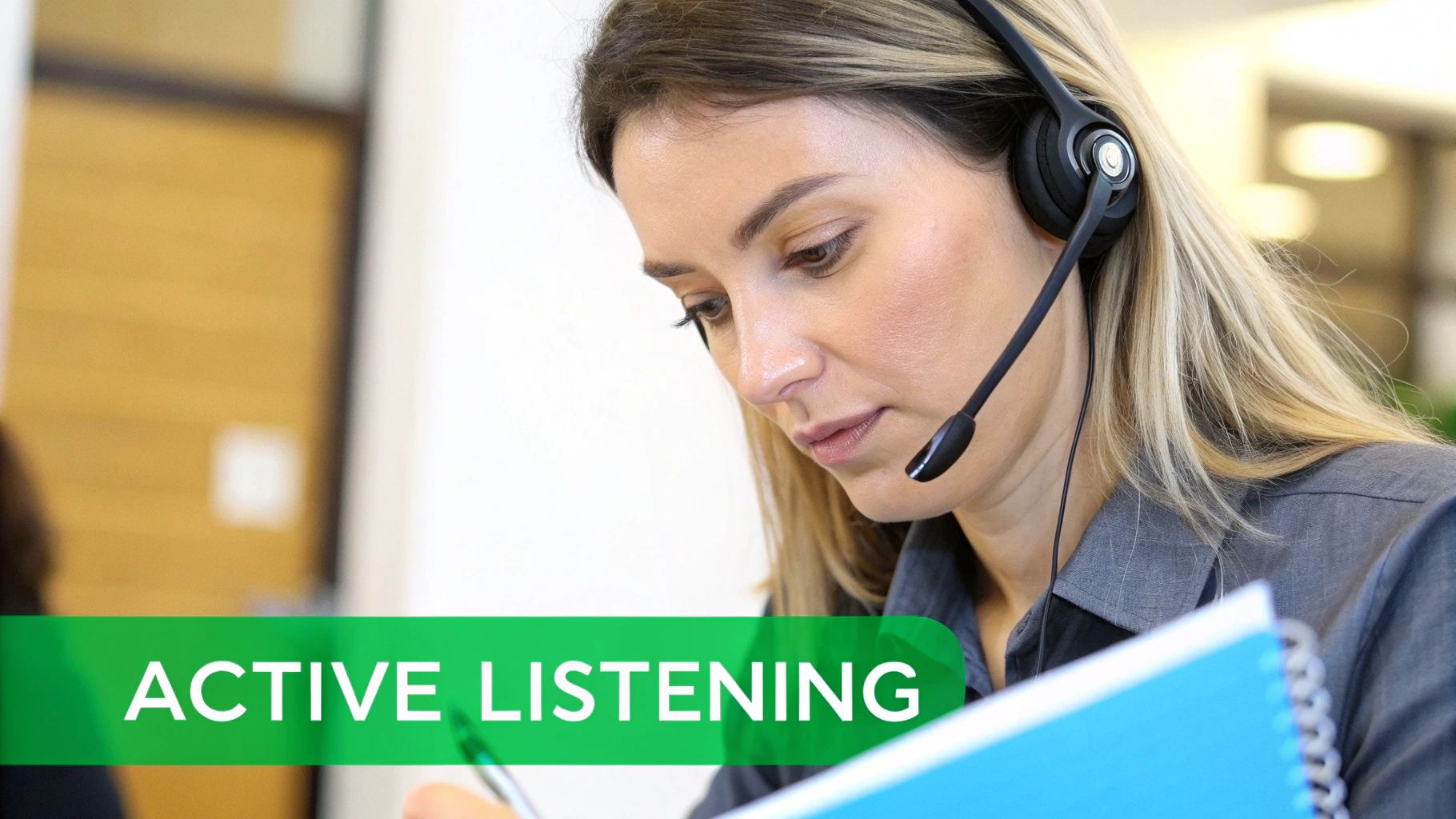 A customer service professional offering a helpful solution to a customer.