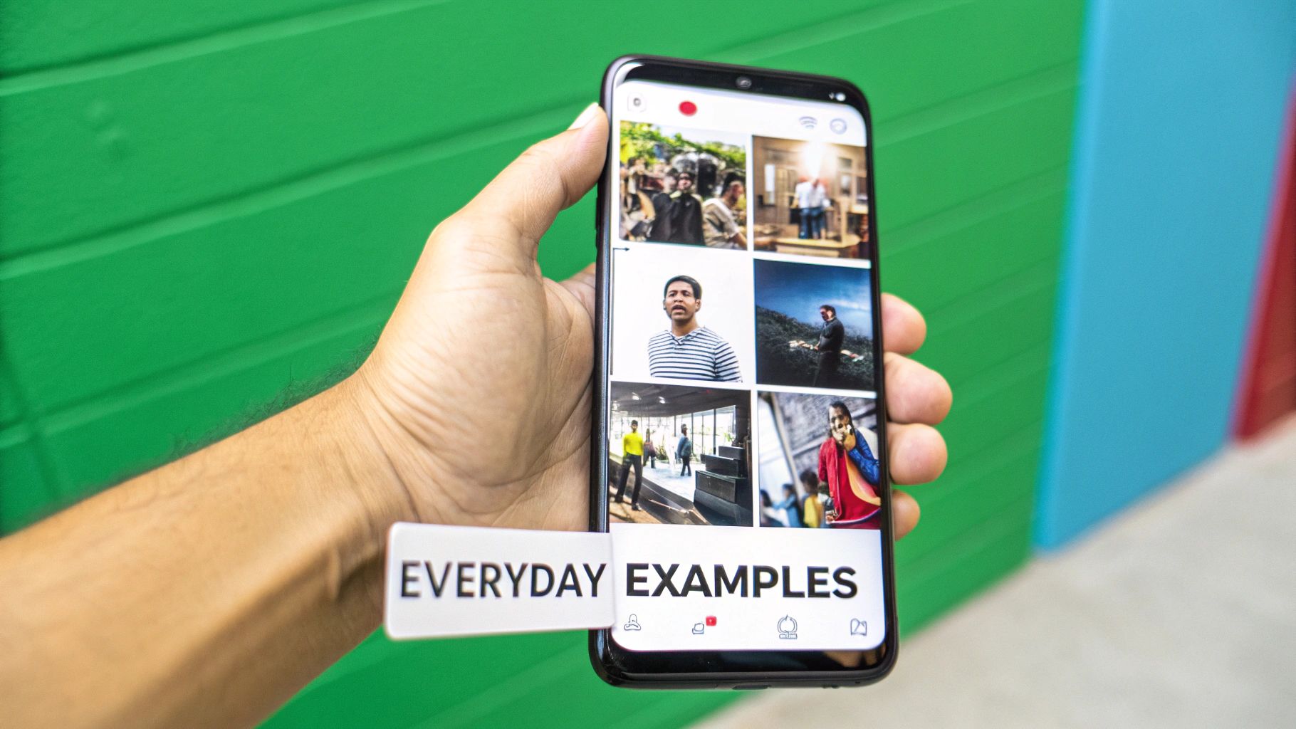People interacting with their phones showing logos of popular apps like Netflix and Amazon, illustrating daily encounters with behavioral targeting.
