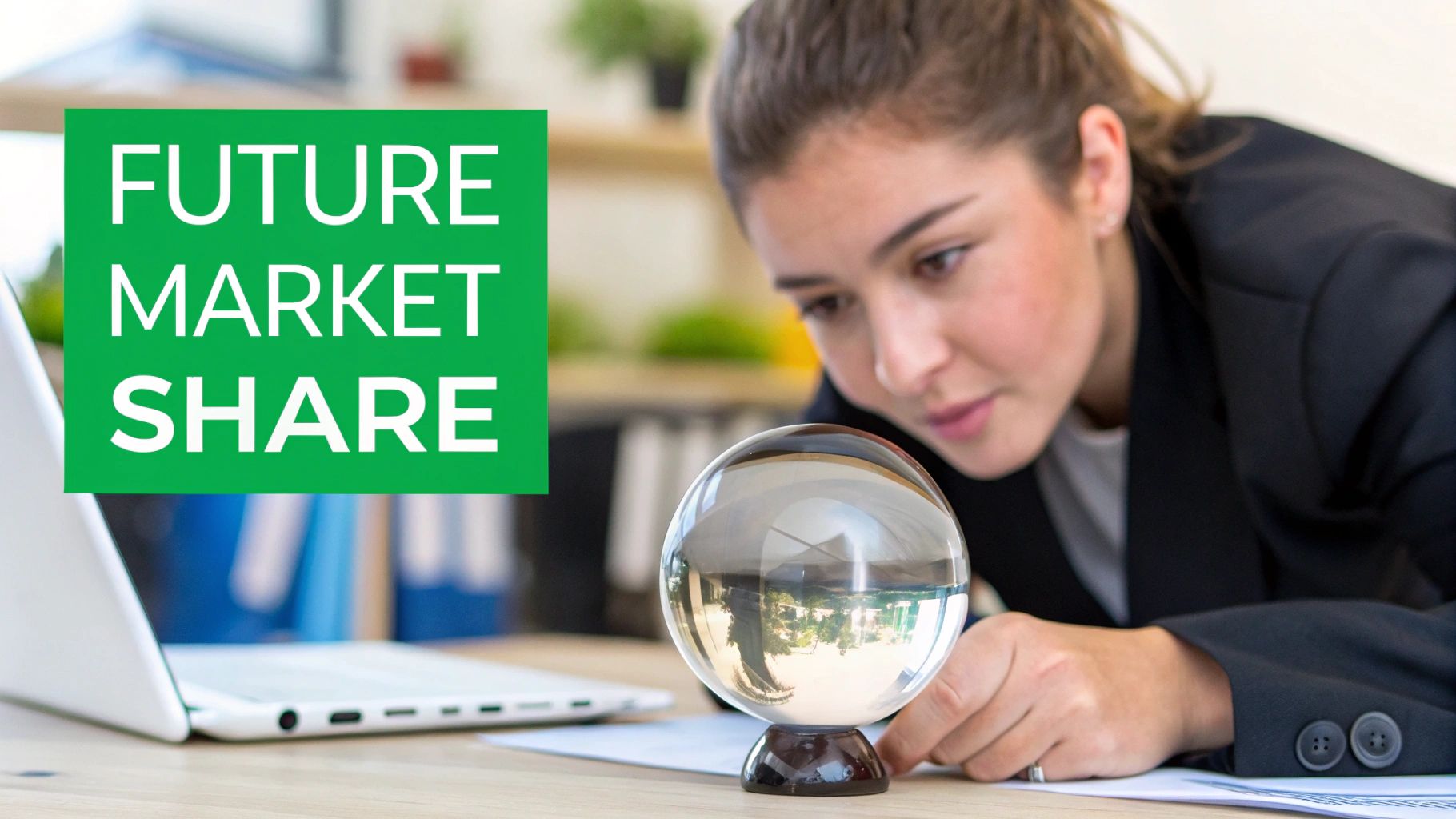 A person pointing at a colorful chart on a screen, representing market analysis and share of voice.