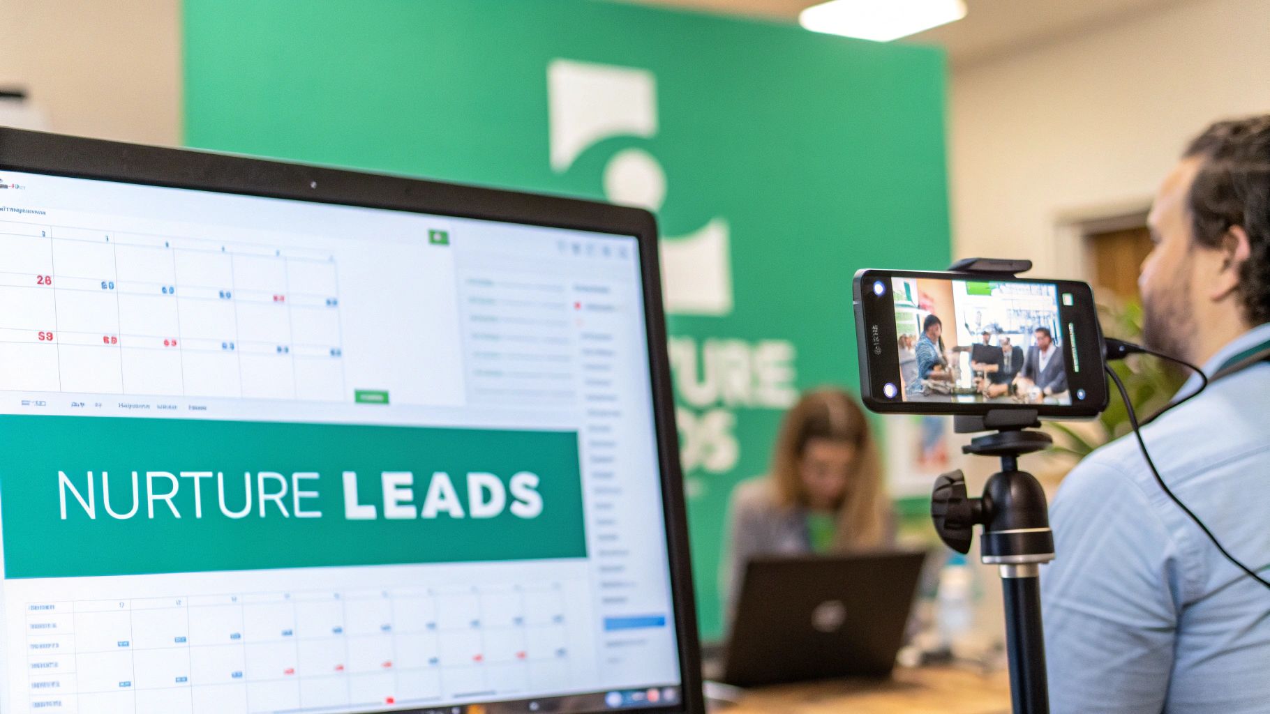 A person analyzing sales performance charts on a screen, showing pipeline health metrics.