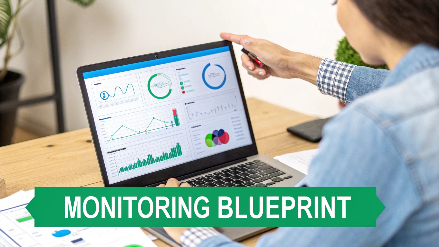 An image showing a magnifying glass over social media icons, representing monitoring