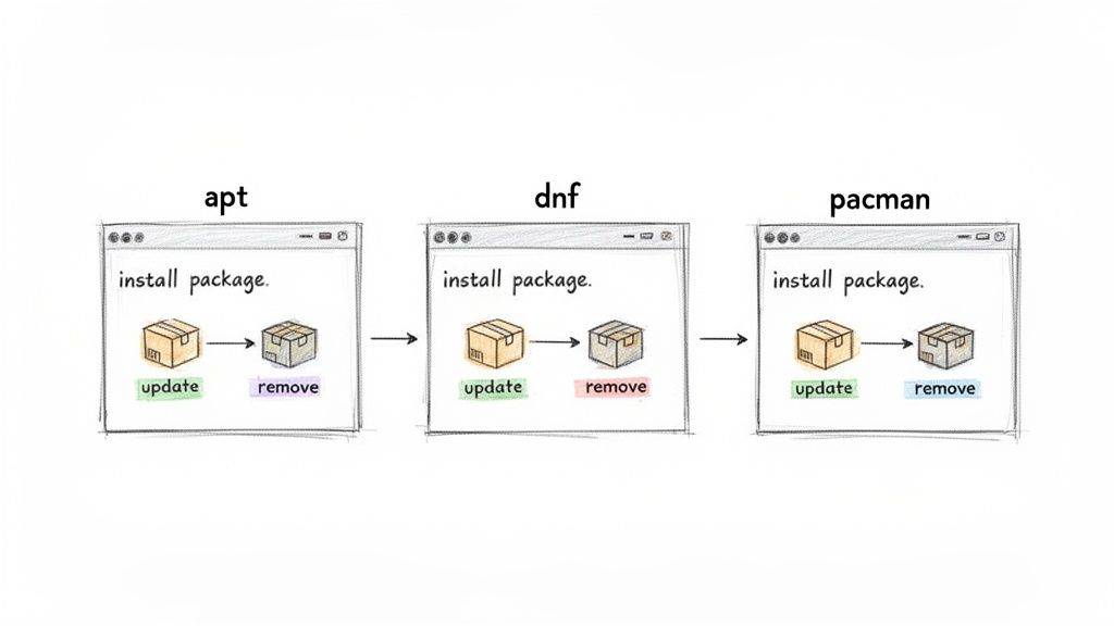 A terminal window showing the 'sudo apt install' command being used to install software ></p>
<h2 id=