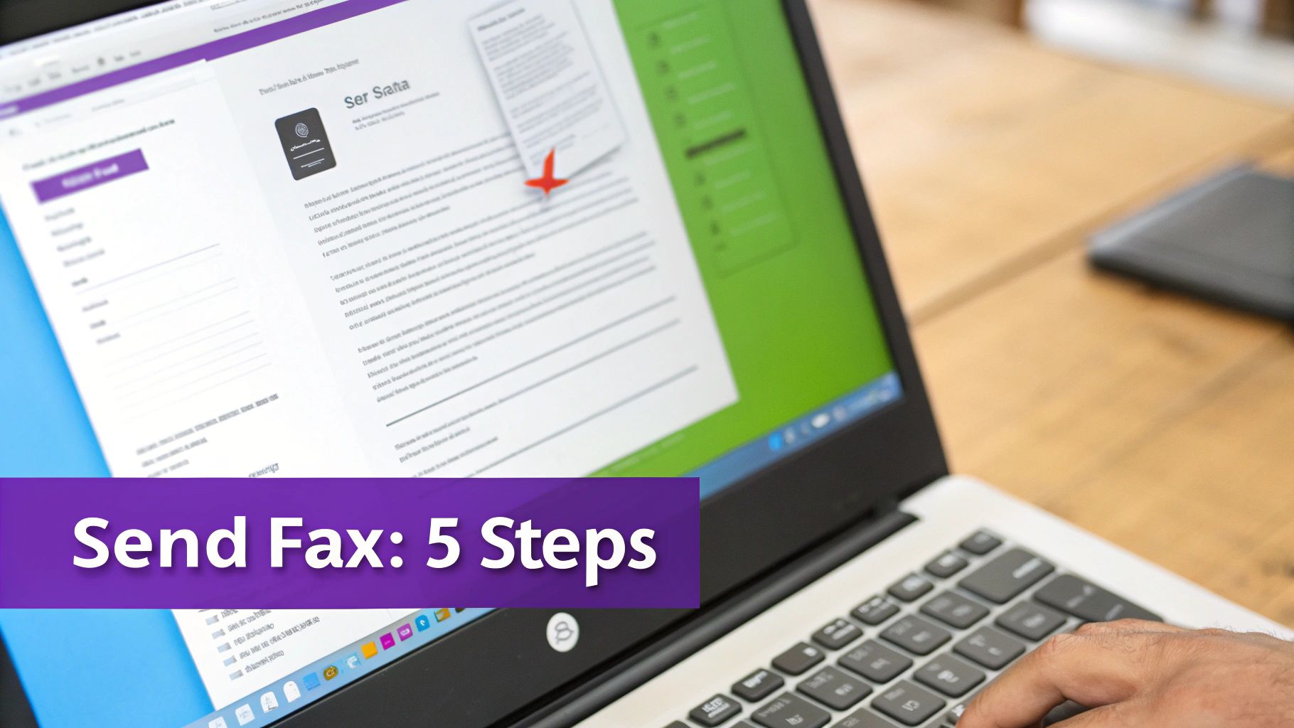 A step-by-step visual guide on how to send a fax from a computer.