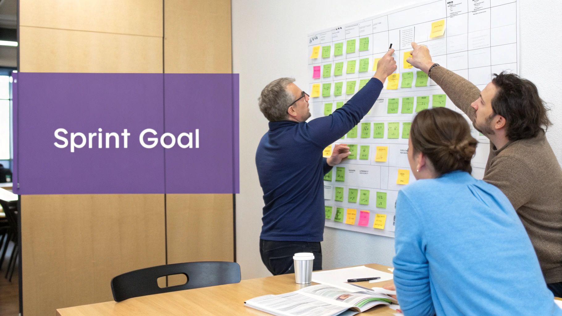 Three team members collaborate ></p>
<p>A successful agile plan isn't just about tasks; it's about people and rhythm. You need clearly defined roles and a consistent cadence for team activities, often called ceremonies. These elements create the structure and predictability you need to keep things moving forward. There are three key roles in a Scrum team: the Product Owner, the Scrum Master, and the Development Team. The Product Owner is the voice of the business, owning and prioritizing the backlog. The Scrum Master acts as a facilitator, clearing roadblocks and ensuring the team adheres to agile principles. The Development Team is the cross-functional crew that turns backlog items into finished work. These roles operate within a predictable rhythm of agile ceremonies. For a deeper look at turning your sprint planning from a routine chore into a strategic advantage, check out this excellent <a href=