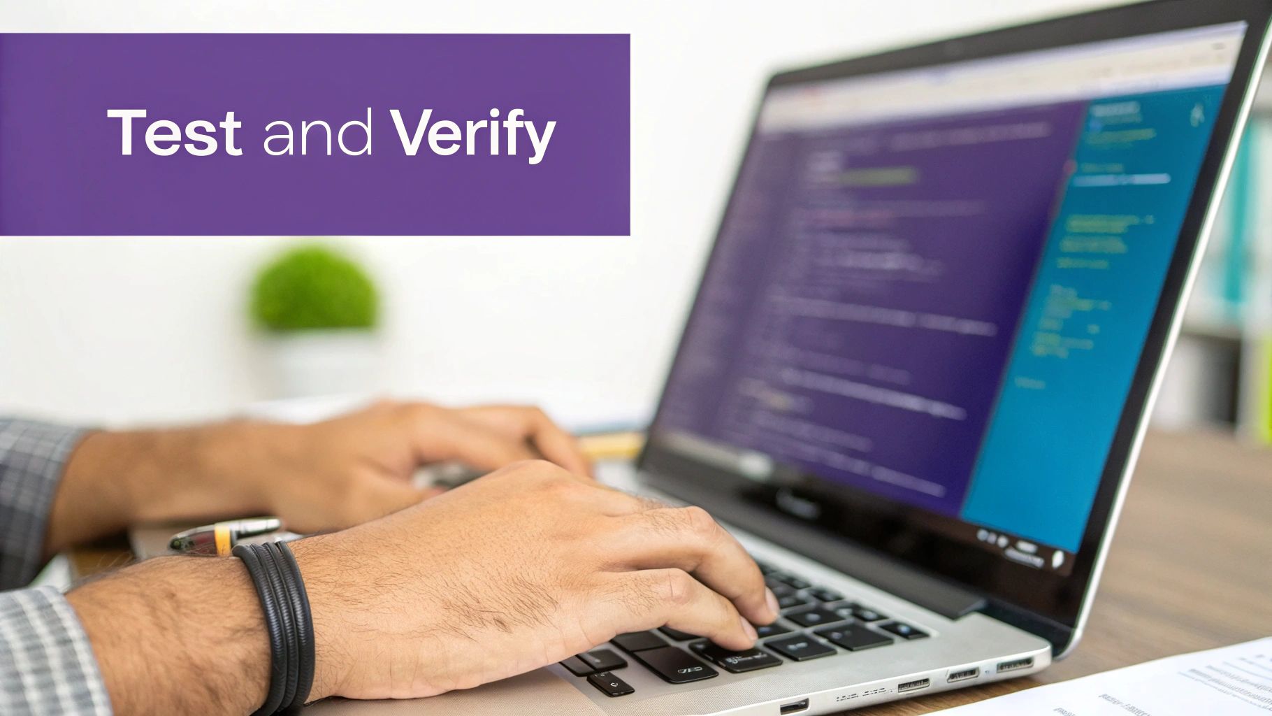A person types code ></p>
<p>With your staging environment ready, it