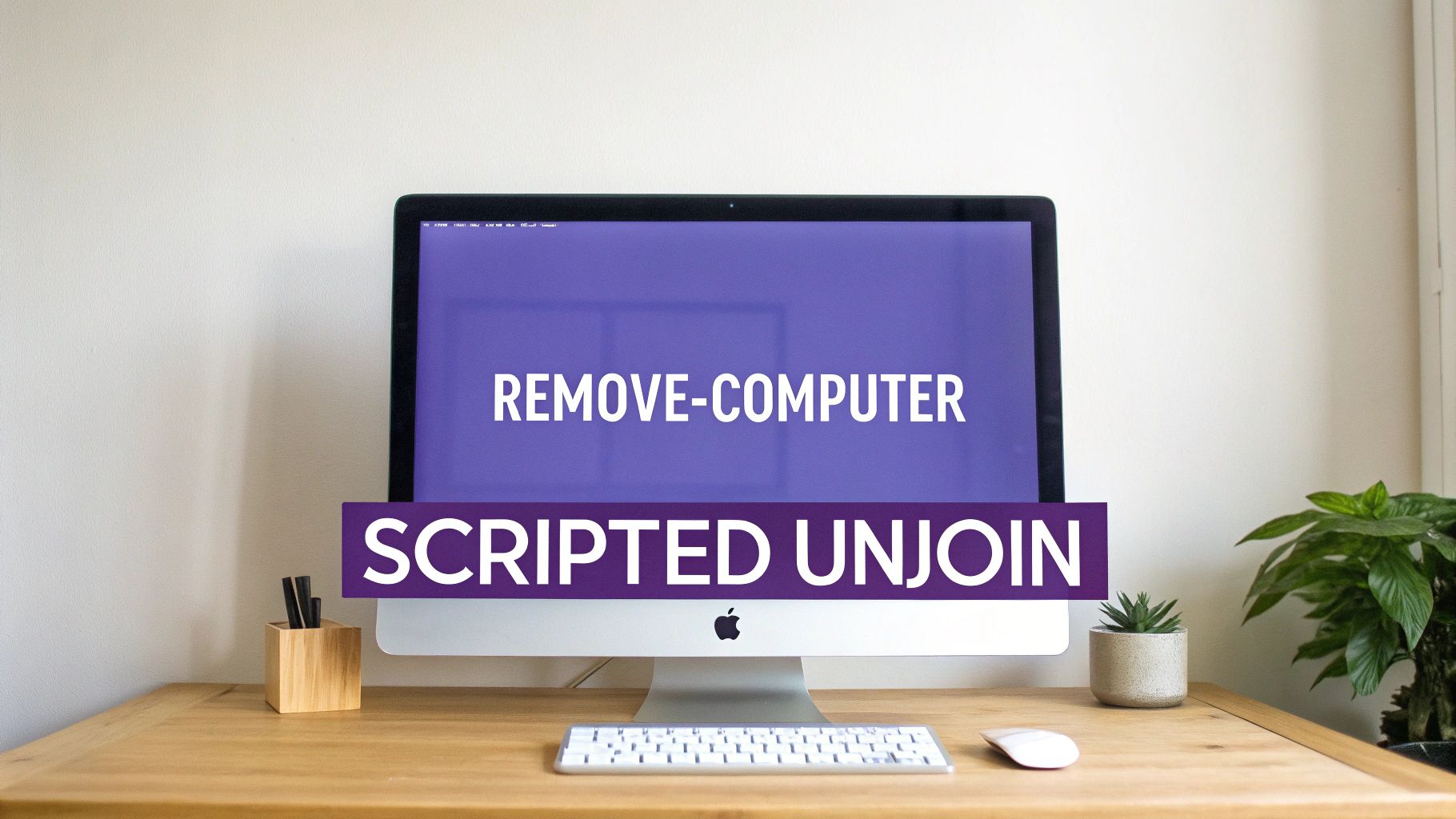 An iMac desktop computer ></p>
<p>PowerShell's <code>Remove-Computer</code> cmdlet is the modern, powerful choice. For a clean removal, use the <code>-UnjoinDomainCredential</code> parameter to prompt for a username and password with the right permissions to delete the computer object from Active Directory. A secure command looks like this: <code>Remove-Computer -UnjoinDomainCredential (Get-Credential) -Force -Restart</code>. The <code>-Force</code> and <code>-Restart</code> flags streamline the process by bypassing further prompts and handling the mandatory reboot. For a deeper dive into scripting, check out our guide on <strong><a href=