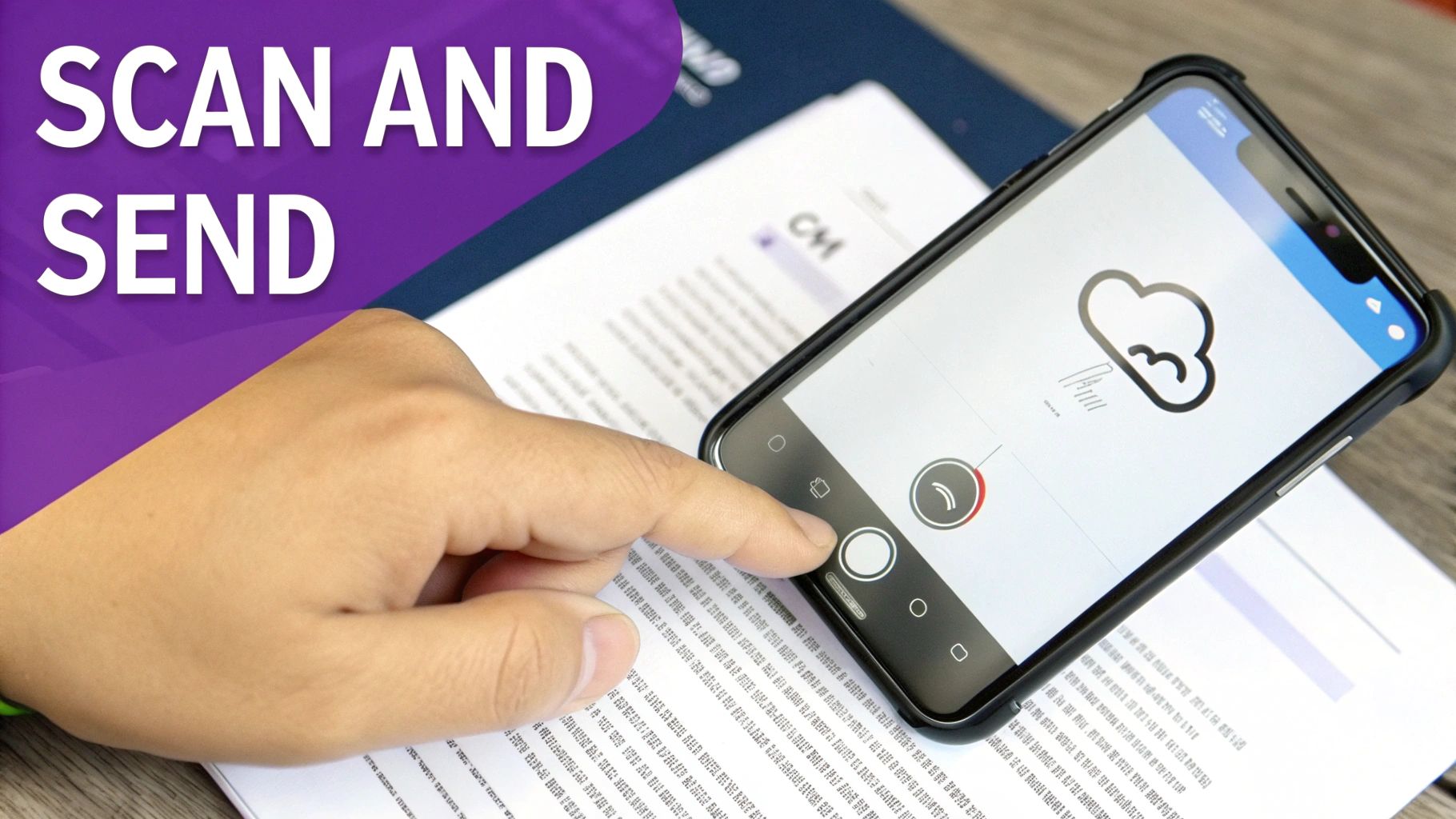 A person using their smartphone to send a fax online