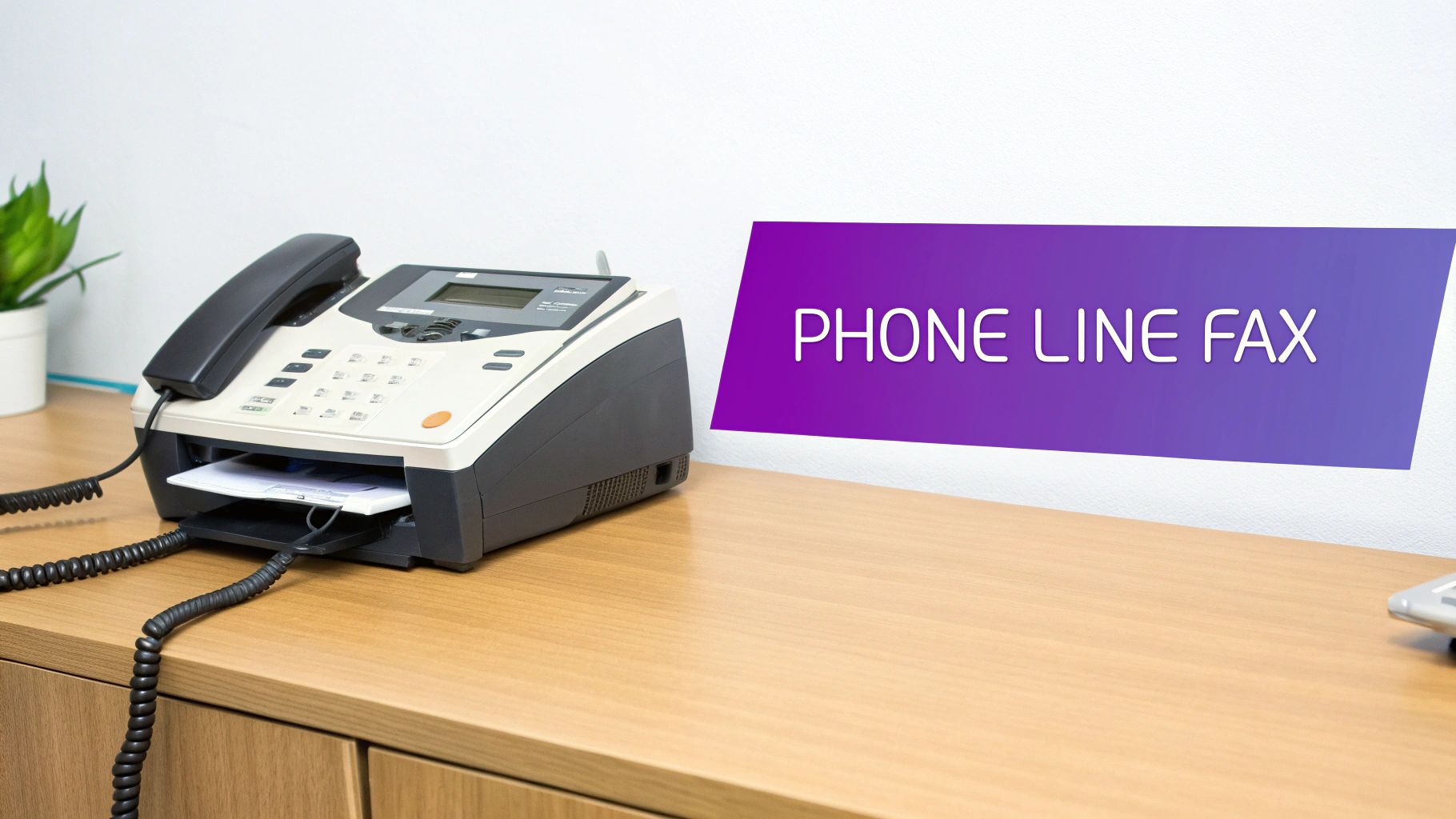A person connecting a phone line to a printer's fax port
