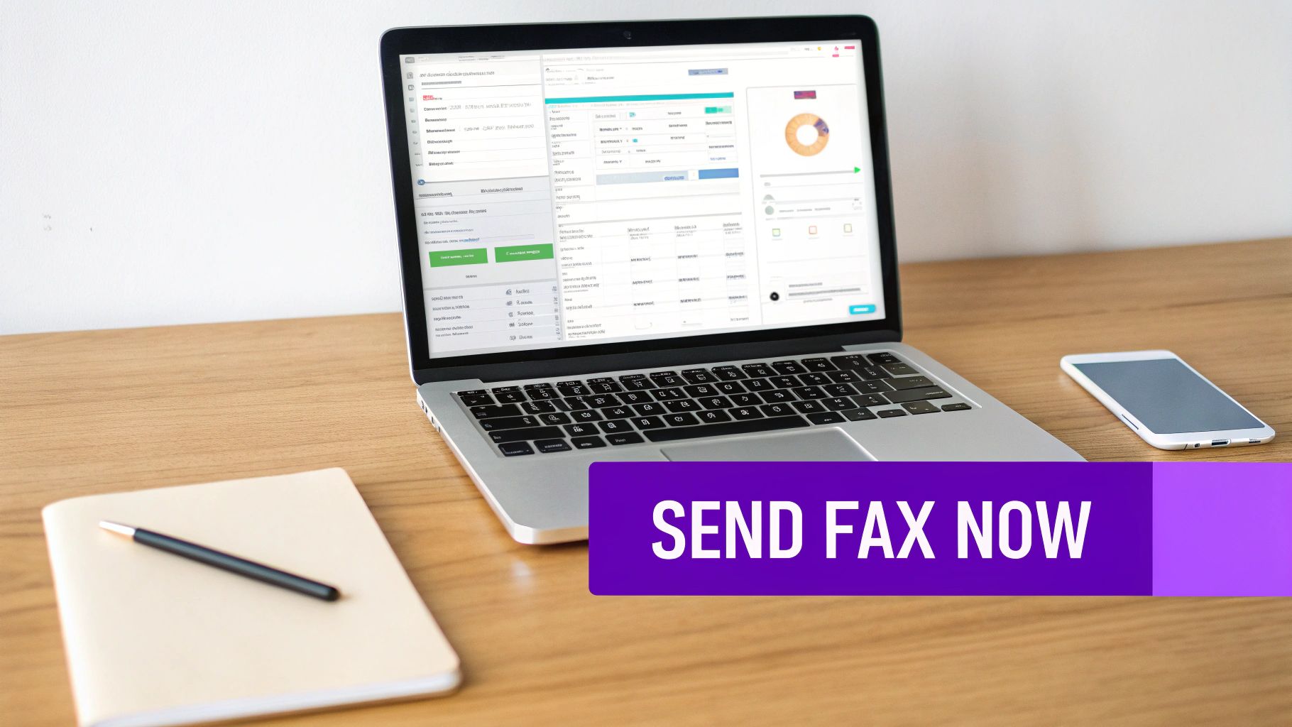 A person using a laptop to send a digital fax, symbolizing the convenience of modern technology.