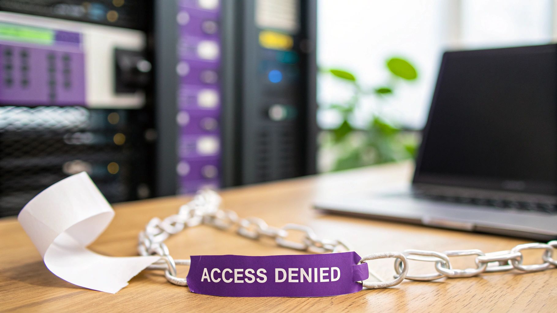 A silver chain with a purple "ACCESS DENIED" tag ></p>
<p>Your first stop should be the CloudTrail Event history. This is where you