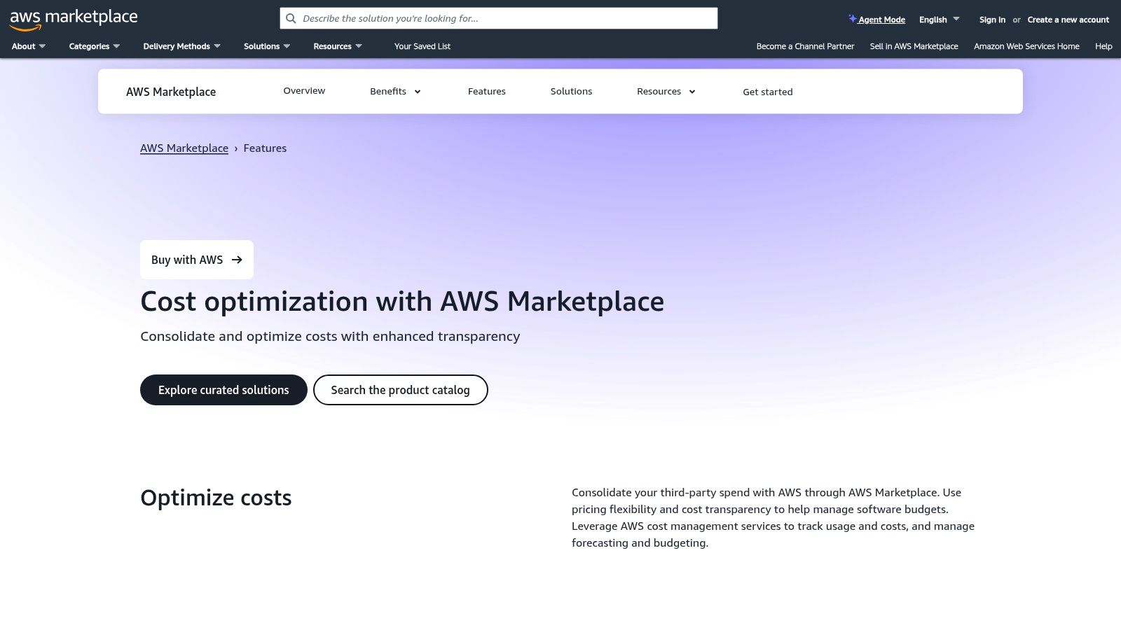 AWS Marketplace – Cost Optimization solutions catalog