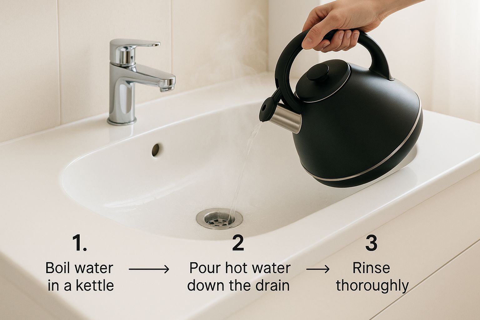 Infographic about how to unclog bathroom sink