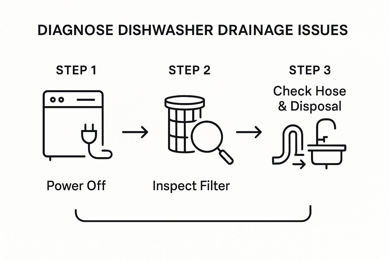 Infographic about dishwasher not draining properly