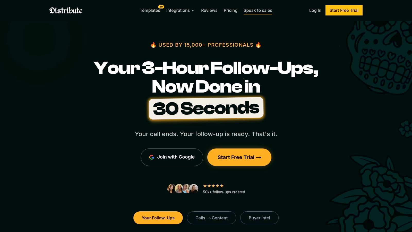 Distribute AI powered sales tool dashboard