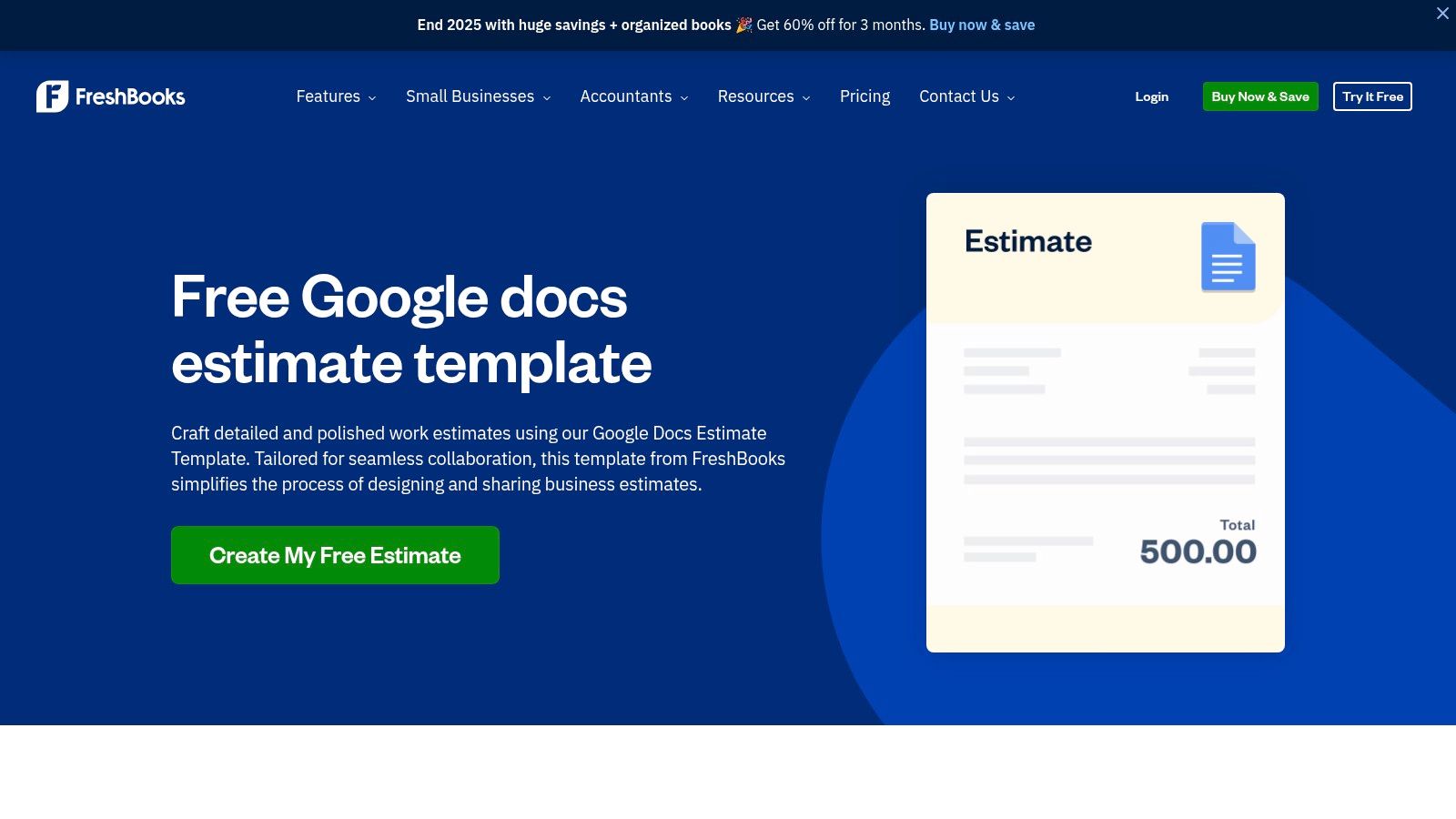 FreshBooks estimate template