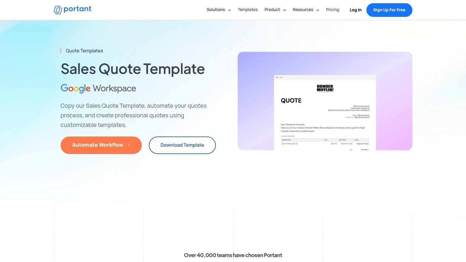 Portant sales quote automation