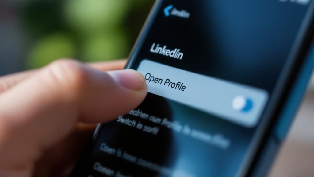 A professional looking at their LinkedIn profile on a laptop, with engagement metrics like views and messages visibly increased.