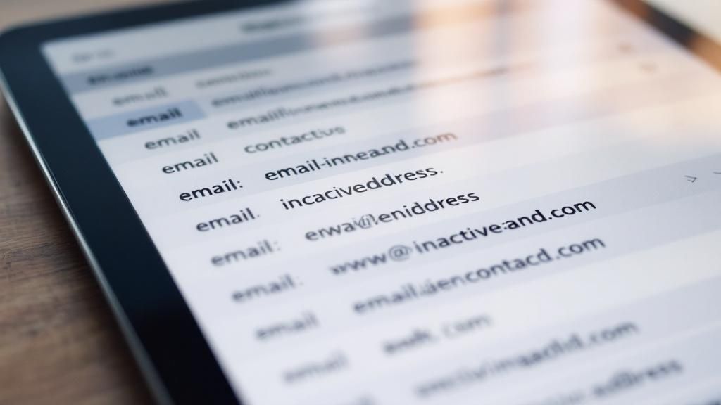 An illustration showing a list being cleaned, with invalid or inactive contacts being removed, improving the overall health of the email list.