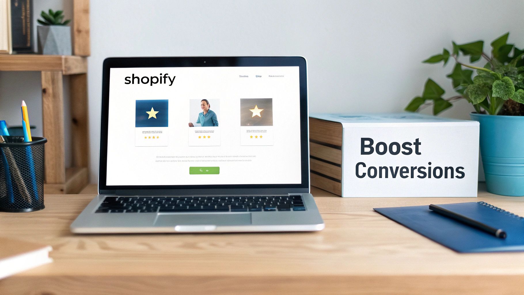A person dragging and dropping elements on a Shopify theme editor interface on a computer screen.
