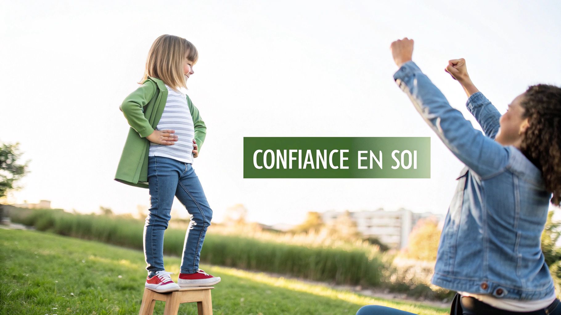 Une enfant dessine avec enthousiasme dans un carnet sur une table en bois, illustrant le développement de la confiance en soi par la créativité.