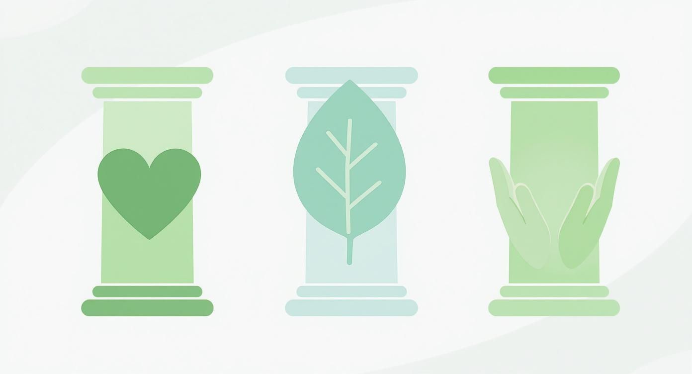 Infographie sur les trois piliers pour rendre le monde meilleur