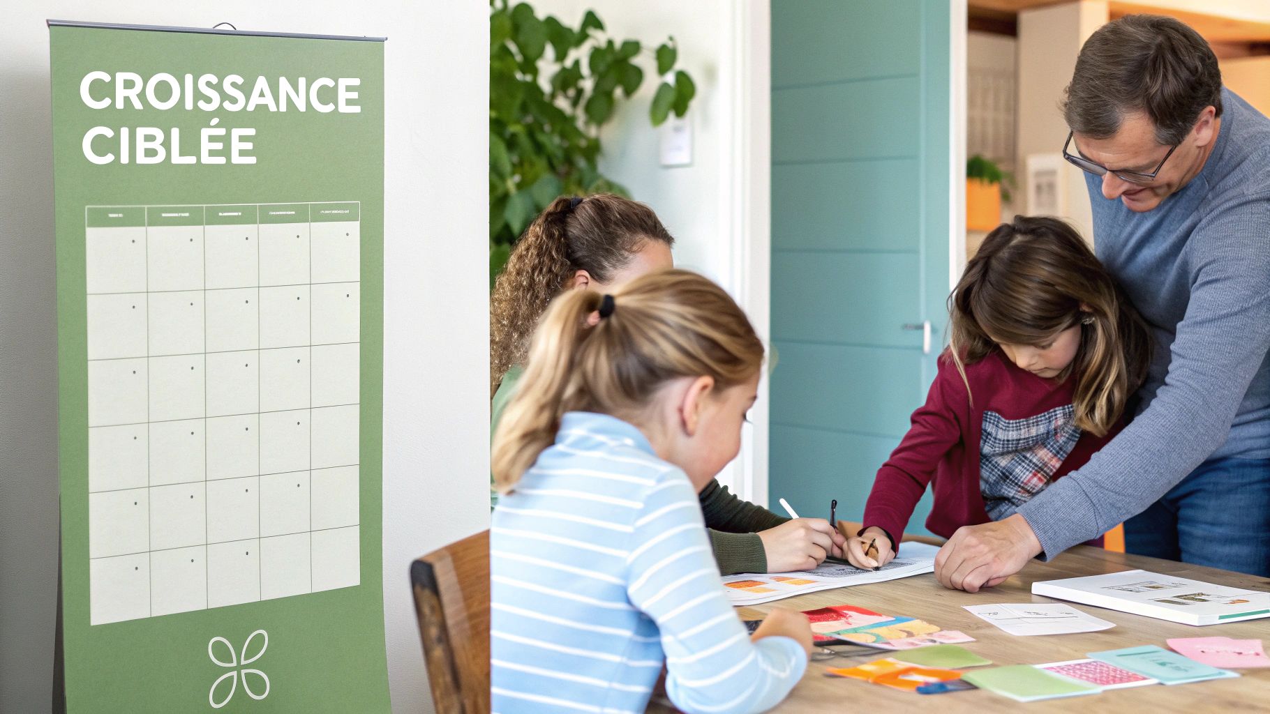 Une "boîte à fiertés" remplie de notes colorées à côté d'un carnet ouvert.