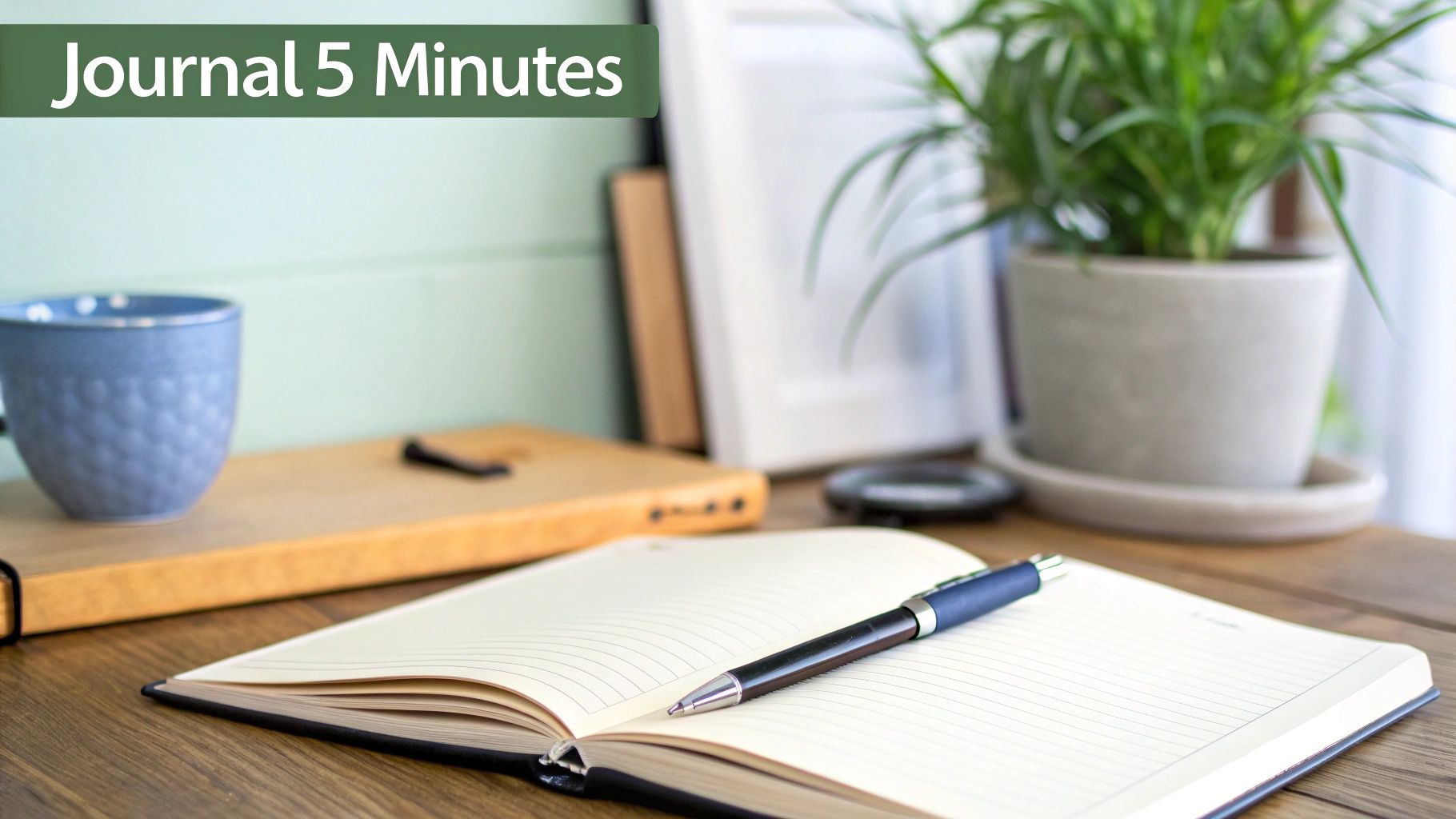 Un enfant écrit joyeusement dans un journal assis à une table en bois