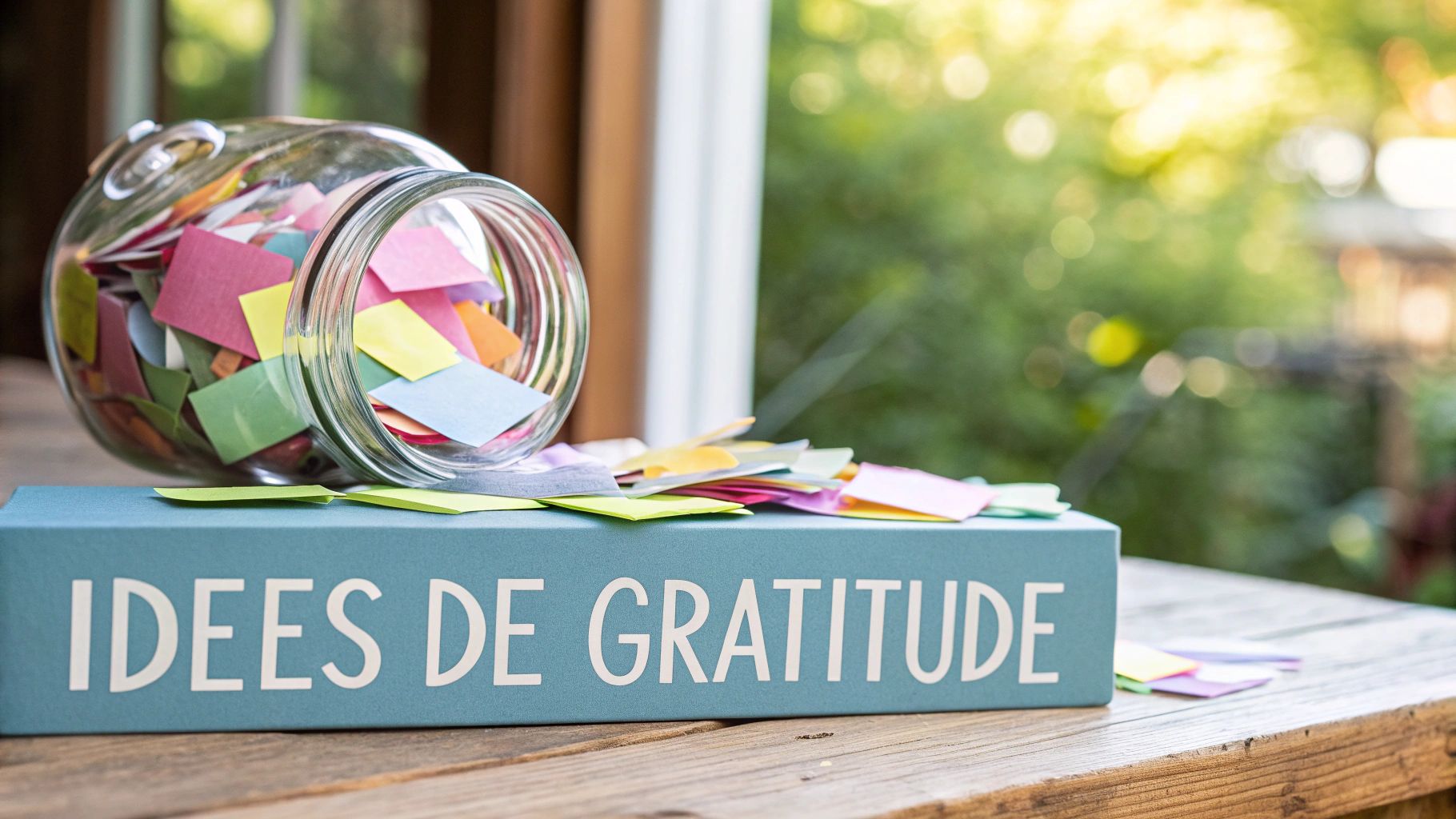 Une branche d'arbre décorative avec des feuilles de papier colorées suspendues, créant un arbre de reconnaissance.