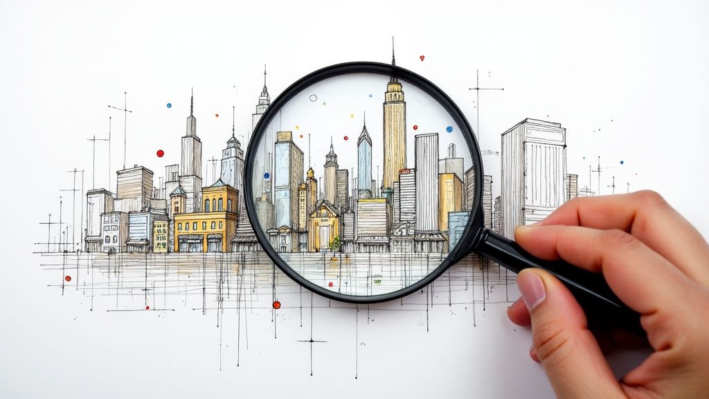 A team of marketing professionals collaborating in a local office setting, brainstorming on a whiteboard.