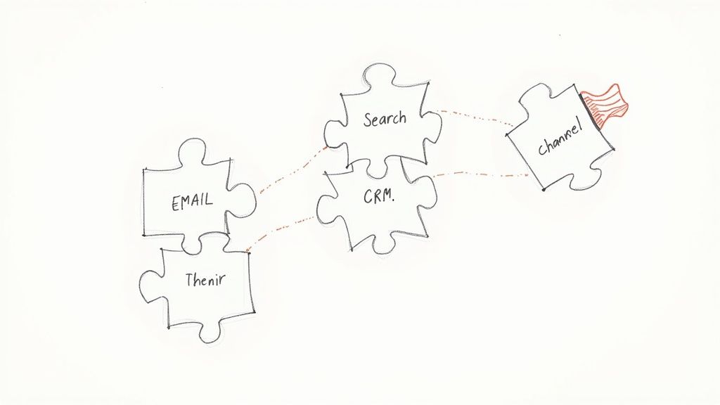 A person at a desk analyzing charts and graphs on multiple computer screens, representing marketing data analysis.