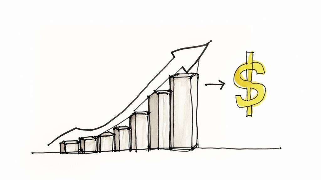Two business professionals analyzing data on a tablet, showing the tangible impact of a QA program on business metrics.