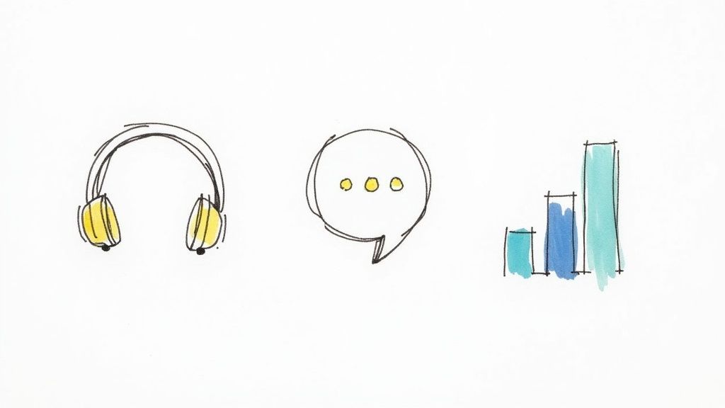 A manager coaching a CSR with a headset, demonstrating call monitoring features.