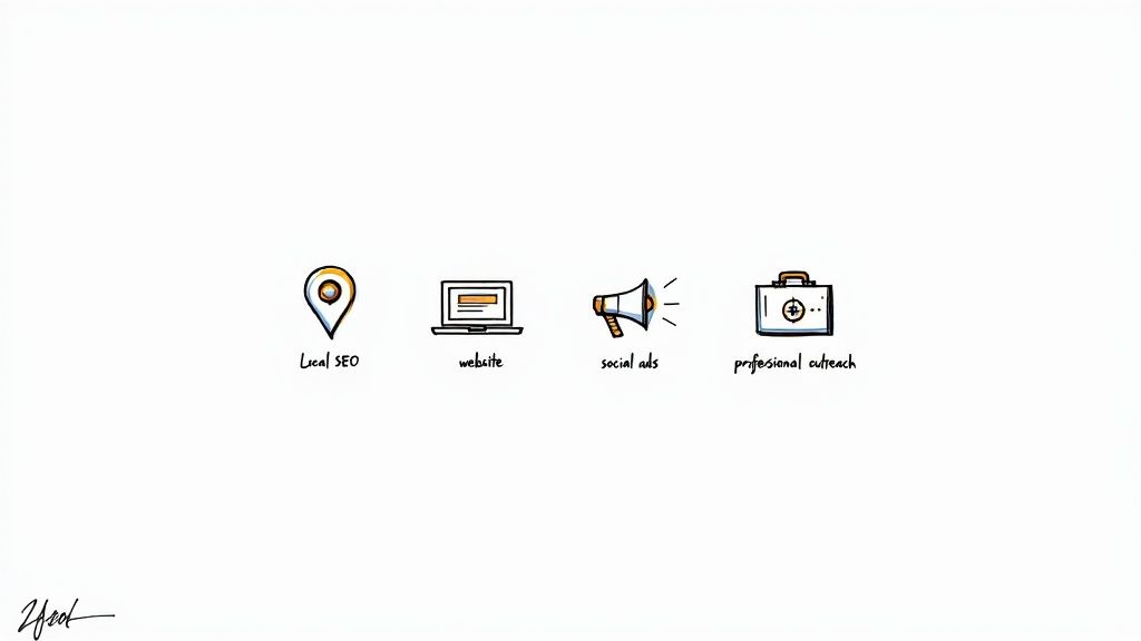 A contractor discusses a project with a smiling homeowner, symbolizing a successful client conversion.