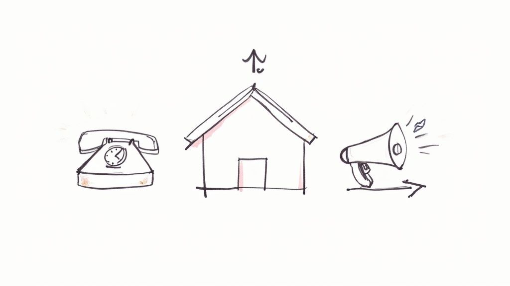 A customer service agent with a headset smiling and working on a computer