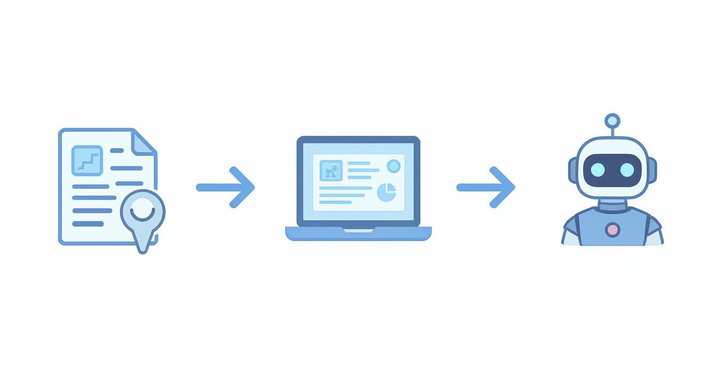 Infographic showing the evolution of route planning technology from paper maps to software and AI.