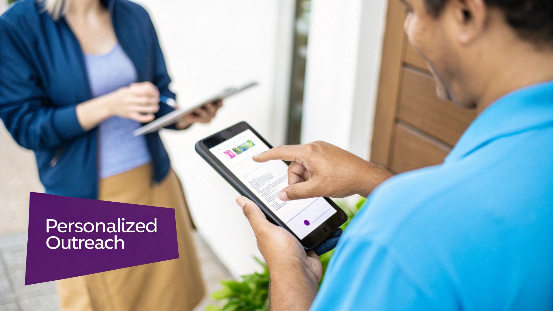 Illustration showing a personalized message being sent to a customer's phone