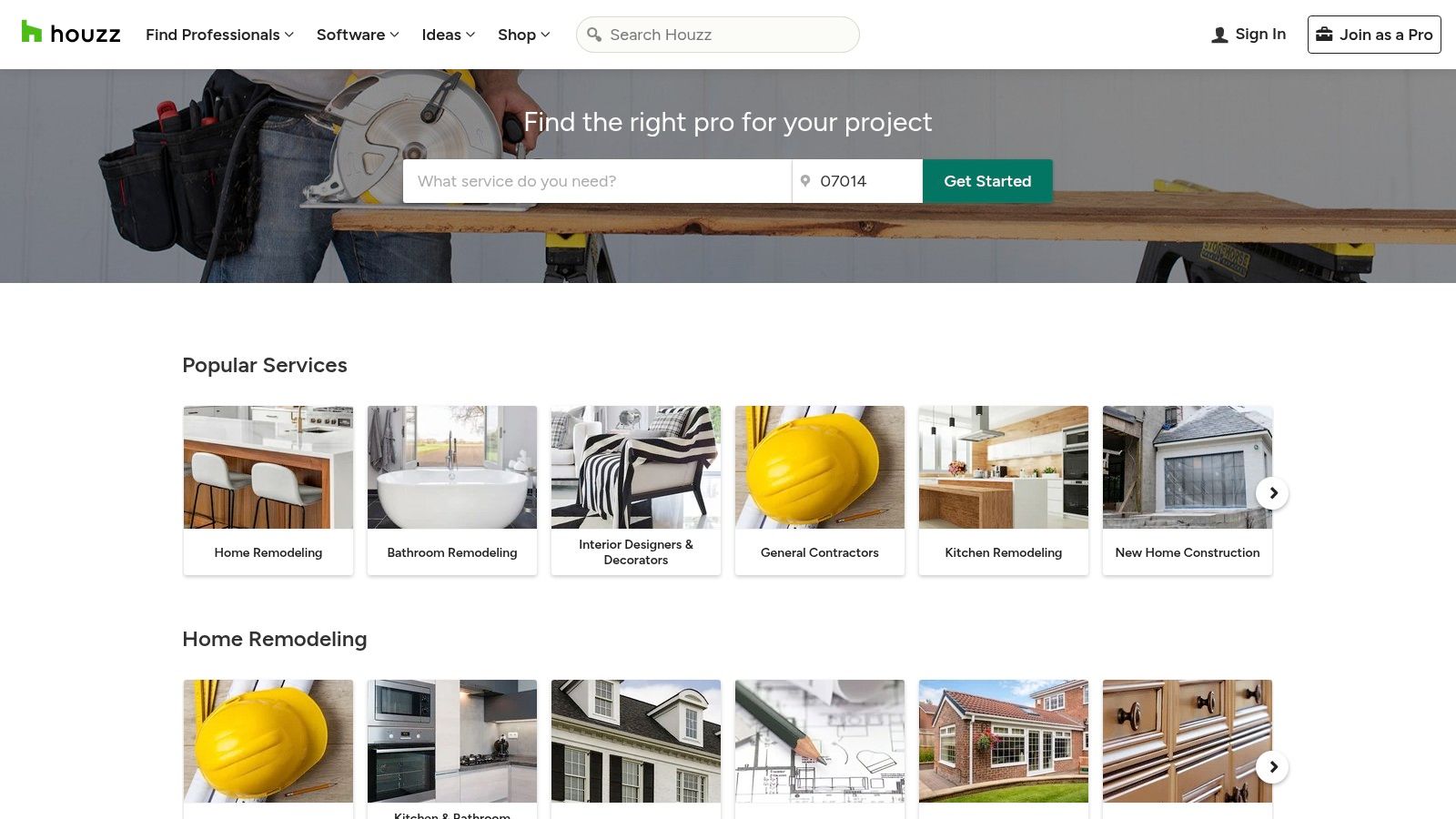 Houzz (Find Professionals)