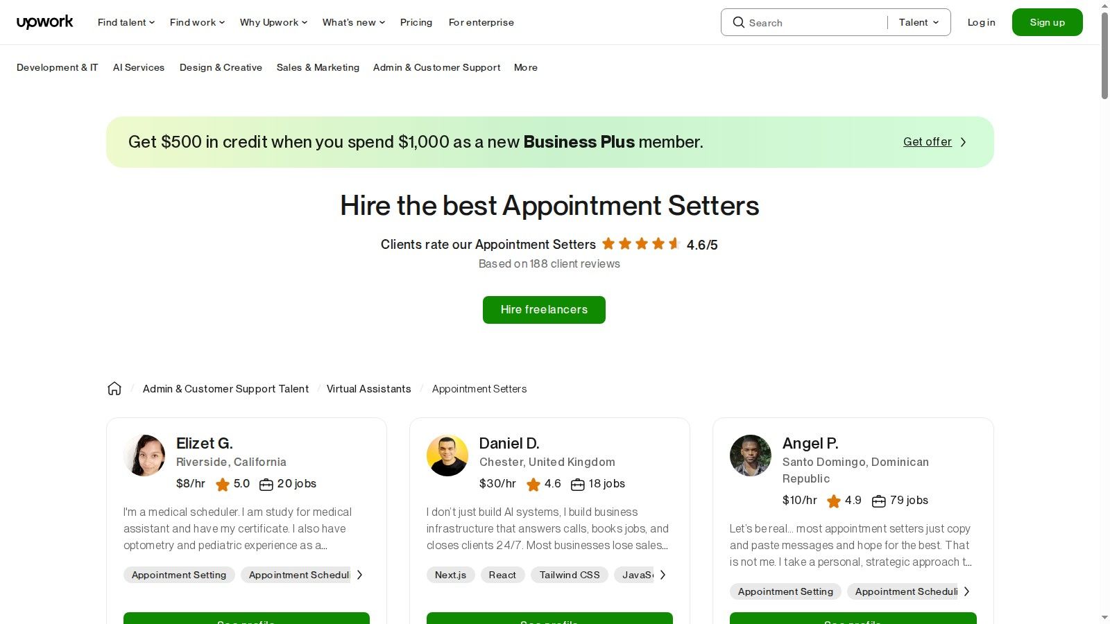 Upwork – Marketplace for Appointment Setters/Call Center Talent