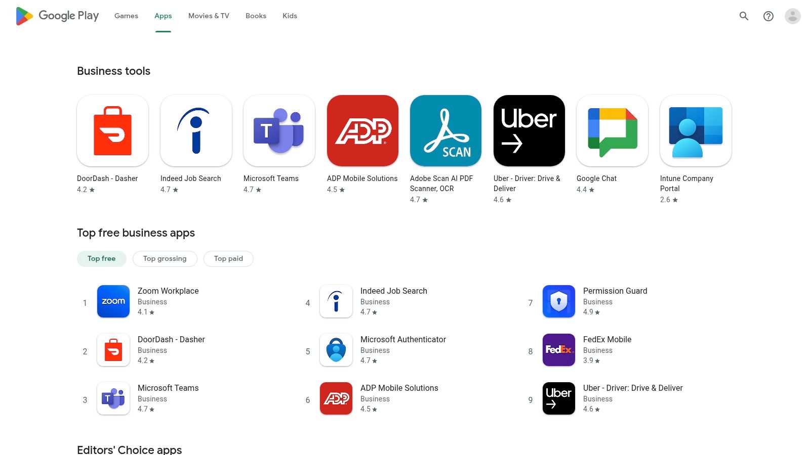 Google Play Store – Business apps