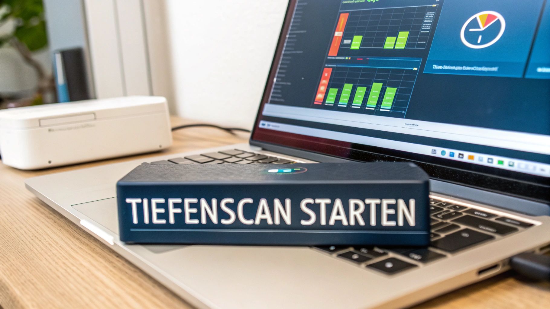 Eine Person arbeitet an einem Laptop und schaut konzentriert auf den Bildschirm, um ein technisches Problem zu lösen.