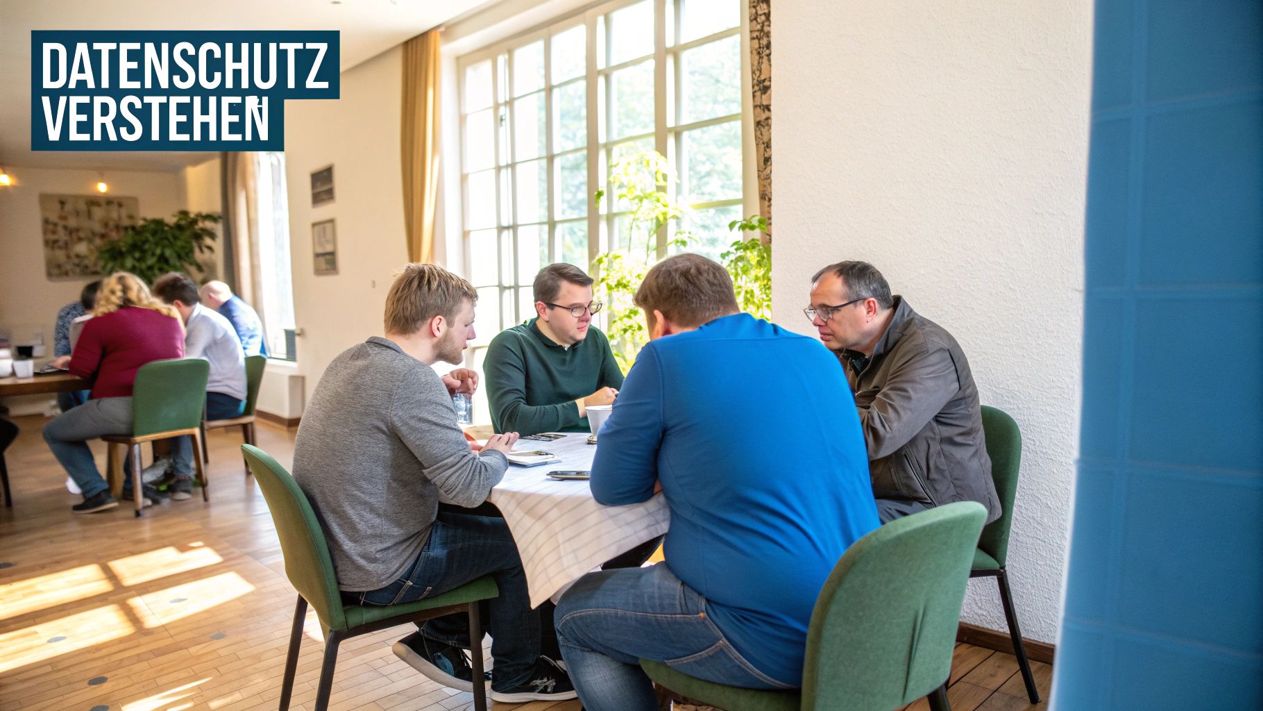 Ein Vorstandsmitglied prüft konzentriert Unterlagen in einem Vereinsbüro, was die Wichtigkeit von Sorgfalt und Datenschutz symbolisiert.