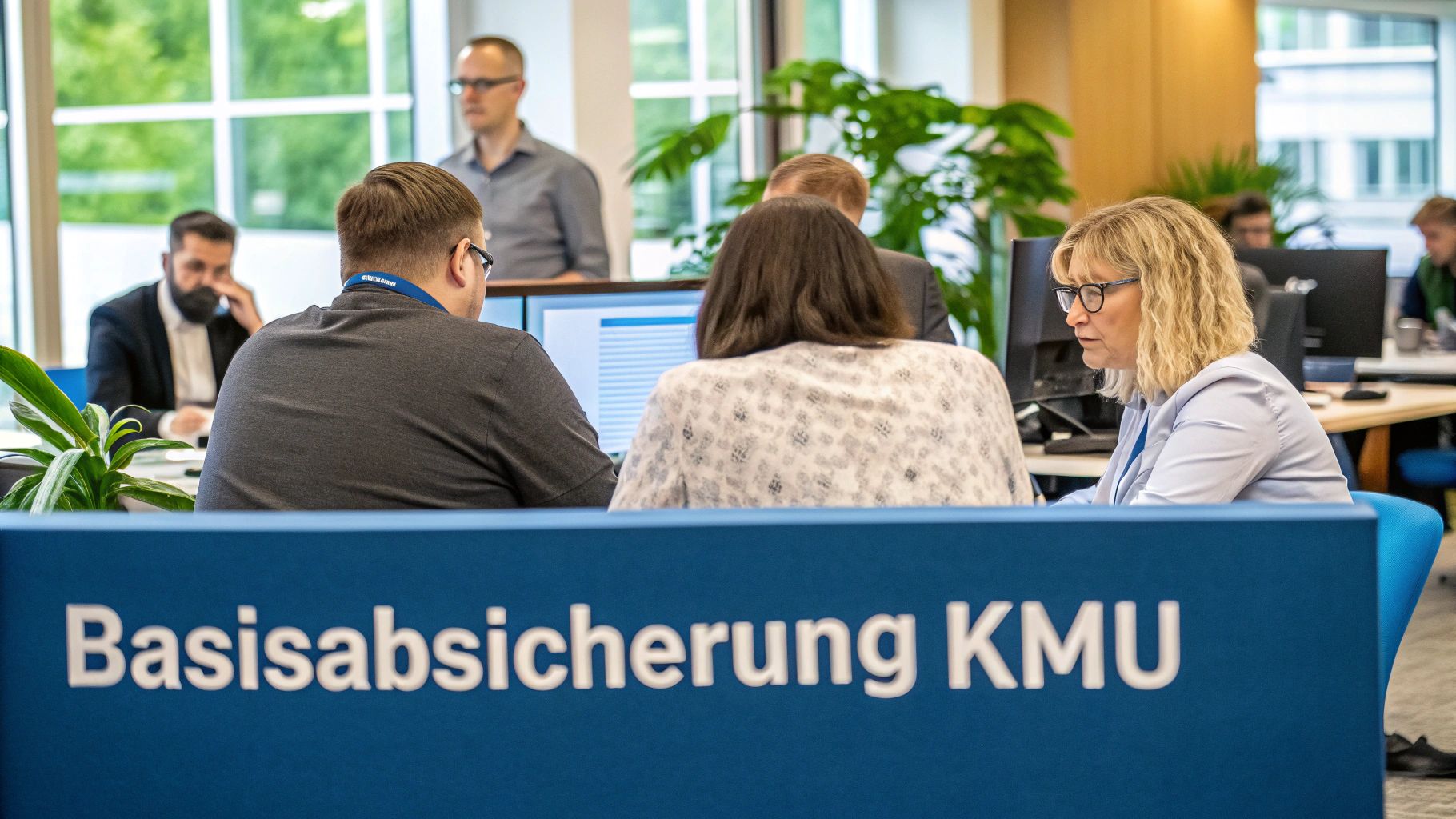 Eine Person arbeitet an einem Laptop an einem Holztisch, im Fokus steht die Sicherheit der Daten