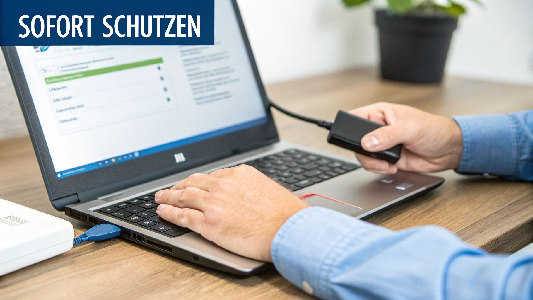 Eine Person plant eine Sicherheitsstrategie an einer digitalen Tafel.