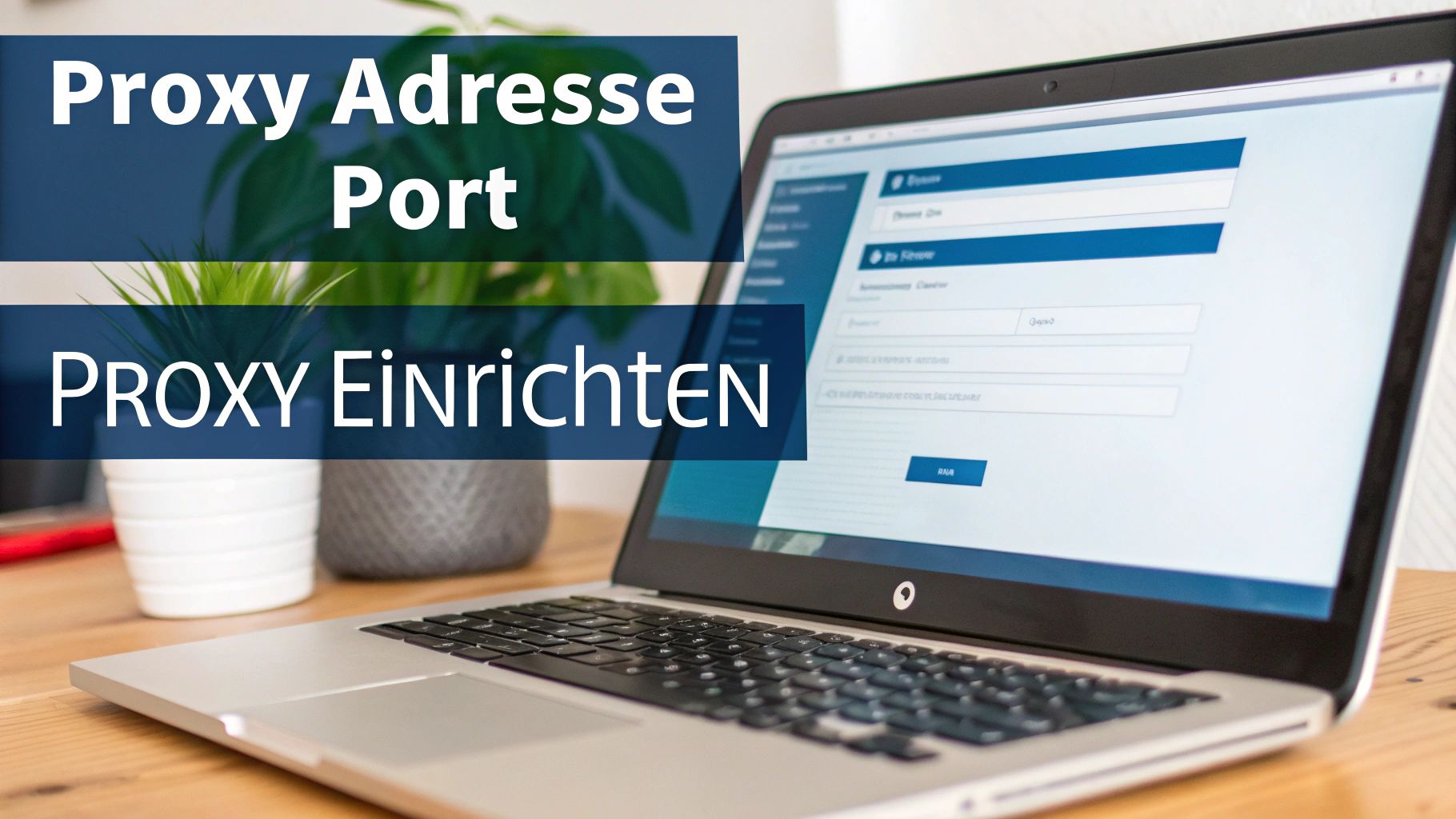 Eine Person, die an einem Laptop sitzt und die Netzwerkeinstellungen konfiguriert, was die einfache Einrichtung von Proxy-Einstellungen symbolisiert.