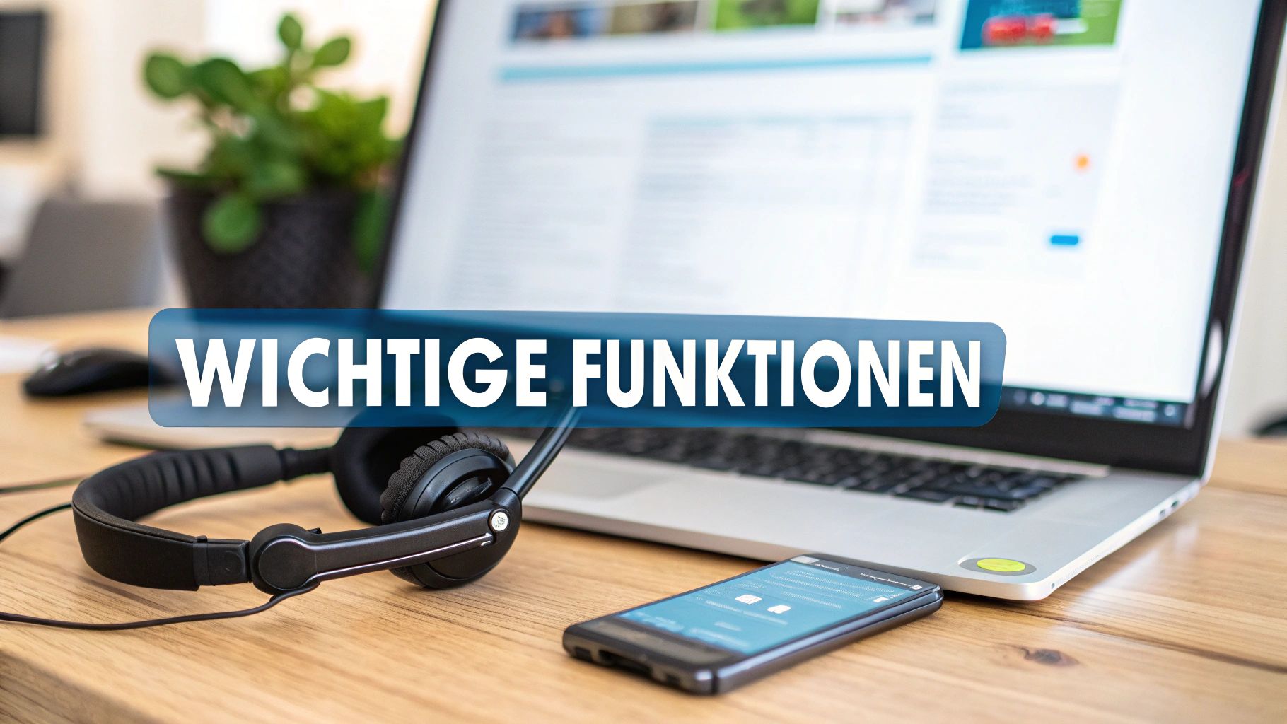 Ein Team bespricht sich in einem modernen Bürorum und nutzt dabei verschiedene Geräte, was die Vielseitigkeit moderner Telefonanlagen zeigt.