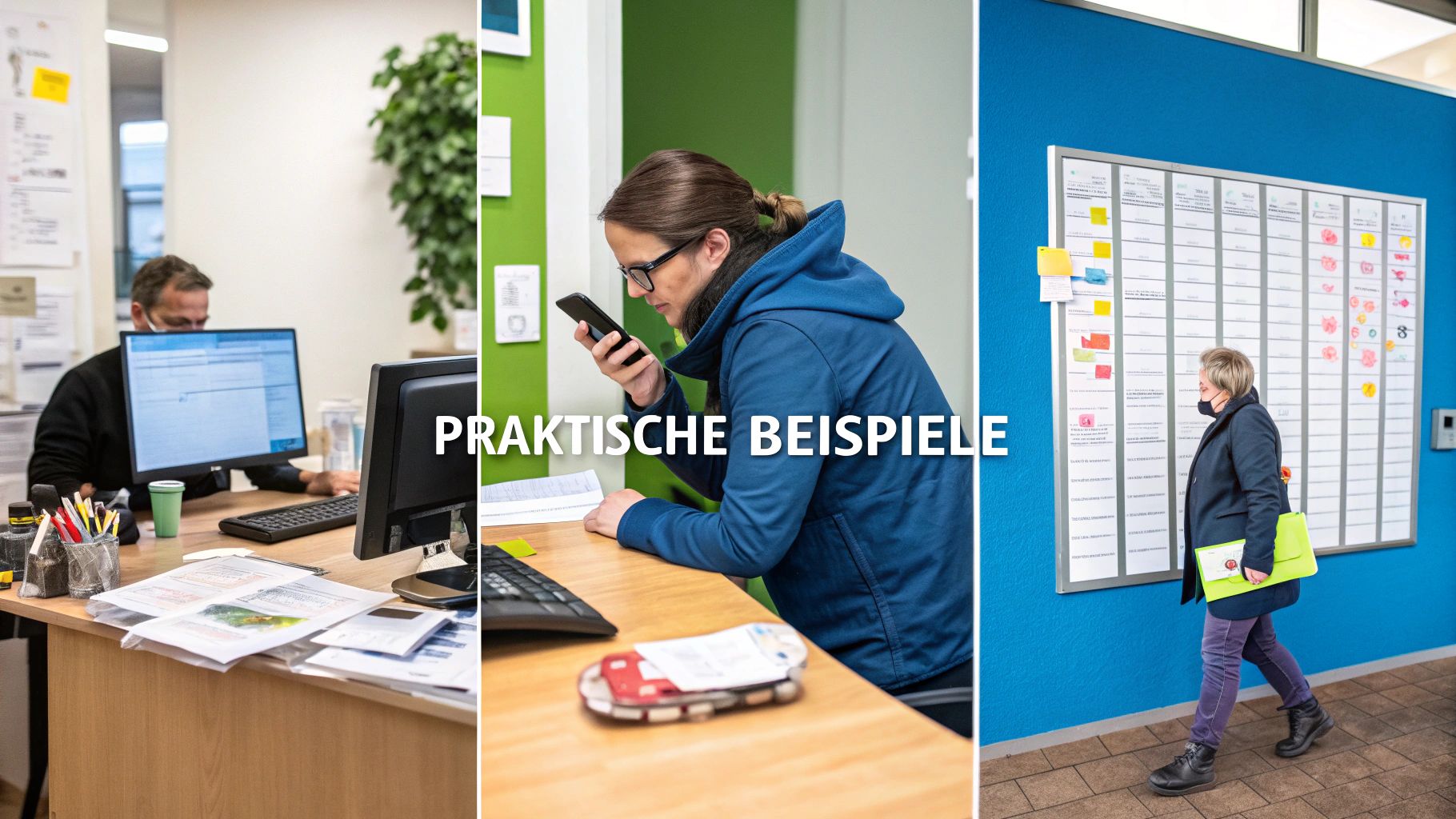 Mitarbeiter arbeiten in einem modernen Büro zusammen