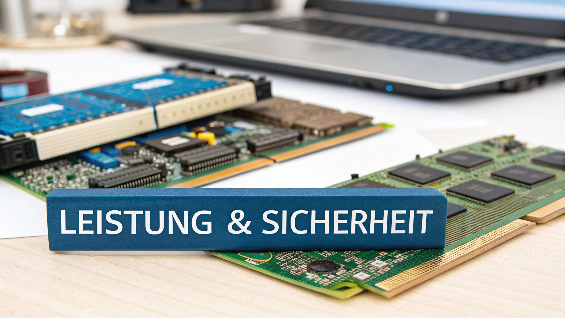 Eine Person prüft technische Details an einem Serverschrank